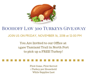 Annual Boohoff Law Turkey Giveaway 2018