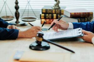The lawyer explains the case terms to ensure both parties understand their obligations.